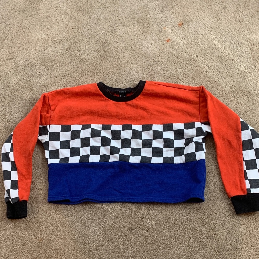 Forever 21 Red, Black, and Blue Checkered Sweater